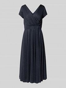 Sukienka koktajlowa o długości do kolan w stylu kopertowym Vera Mont niebieska EAN 3334112