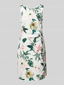 Sukienka koktajlowa o długości do kolan z okrągłym dekoltem Vera Mont biała EAN 48644017