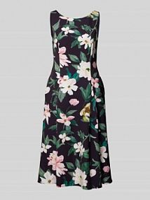 Sukienka koktajlowa o długości do kolan z okrągłym dekoltem Vera Mont niebieska EAN 50564017