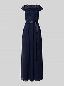 Sukienka wieczorowa z obszyciem cekinami Swing granatowa EAN 5AI13400