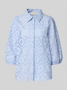 Bluzka o kroju regular fit z haftem angielskim model Agy FREE/QUENT niebieska damska EAN 205755