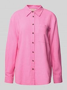 Bluzka lniana o kroju relaxed fit z kieszenią na piersi model Lava FREE/QUENT różowa damska EAN 126528