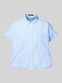 Bluzka koszulowa o kroju relaxed fit z nakładanymi kieszeniami na piersi Windsor niebieska damska EAN 30046400