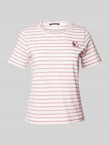 T-shirt z prążkowanym okrągłym dekoltem LUISA CERANO biały damski EAN 318220 7800