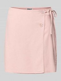 Spódnica kopertowa rozkloszowana o kroju oversized z mieszanki wiskozy i lnu model CARO Only różowa EAN 15338740