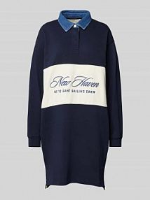 Sukienka z dzianiny dresowej o długości do kolan z wyhaftowanym logo Gant granatowa EAN 4200546