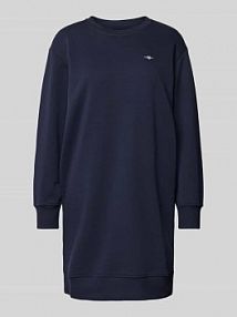 Sukienka z dzianiny dresowej z wyhaftowanym logo Gant niebieska EAN 4200760