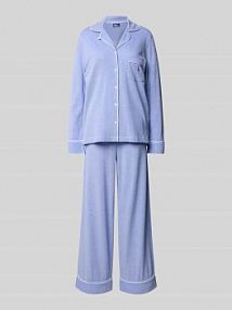 Piżama z wyhaftowanymi logo model OXFORD Madison Polo Ralph Lauren niebieska damska EAN 4P0206