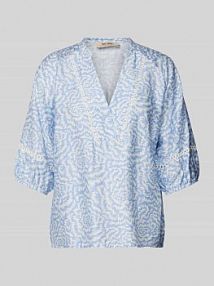 Bluzka o kroju regular fit z dekoltem w serek model ALEYNA SAKU MOS MOSH niebieska damska EAN 169840