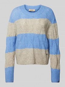 Sweter z dzianiny ze ściegiem warkoczowym model ARYNA AIDY MOS MOSH niebieski damski EAN 168760