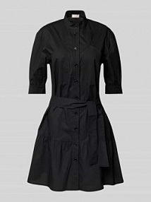 Sukienka koszulowa ze stójką i wiązanym paskiem Liu Jo White czarna EAN WA5279 T3051