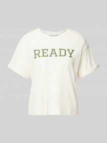 T-shirt z nadrukiem ze sloganem LANIUS biały damski EAN 12514266-00