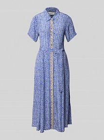 Sukienka koszulowa z wiskozy z wiązanym paskiem model Blake LOLLYS LAUNDRY niebieska EAN 25175-3066