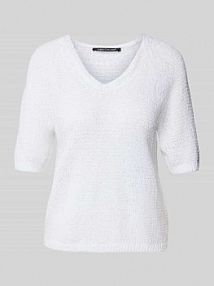 Sweter z dzianiny z dekoltem w serek LUISA CERANO biały damski EAN 118633 5917