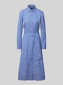 Sukienka koszulowa z wiązanym paskiem Polo Ralph Lauren granatowa EAN 211891430