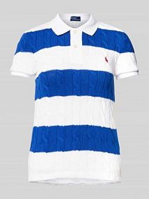 Koszulka polo o kroju slim fit z efektem dzianiny Polo Ralph Lauren niebieska damska EAN 211943043