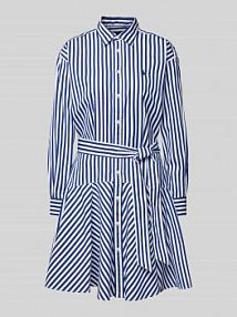 Sukienka koszulowa o długości do kolan z wiązanym paskiem Polo Ralph Lauren niebieska EAN 211929600