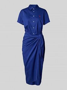 Sukienka koszulowa z wiązanym detalem Polo Ralph Lauren niebieska EAN 211959915