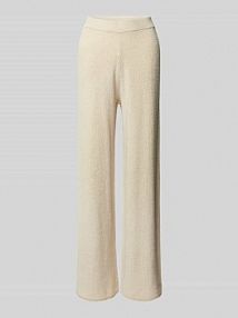 Spodnie materiałowe z prostą nogawką i fakturowanym wzorem JAKE*S STUDIO WOMAN beżowe damskie EAN 74968500388