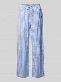 Spodnie materiałowe z prostą nogawką i naszywką z logo model FRIDA Noisy May niebieskie damskie EAN 27034802