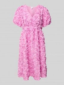 Sukienka midi z fakturowanym wzorem model ROSIVA YAS fioletowa EAN 26037357