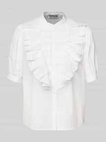 Bluzka koszulowa o kroju regular fit ze stójką model Hamadeus Essentiel Antwerp biała damska EAN Hamadeus