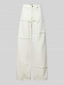 Jeansy z szeroką nogawką i frędzlami model Haster Essentiel Antwerp białe damskie EAN Haster