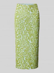 Spódnica midi z fakturowanym wzorem model Halpaca Essentiel Antwerp zielona EAN Halpaca