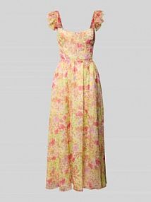 Sukienka koktajlowa z rękawami z falbaną ADLYSH żółta EAN 75251-1520