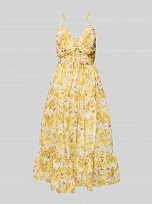 Sukienka koktajlowa o długości do kolan z wiązaniem ADLYSH żółta EAN 75251-1720