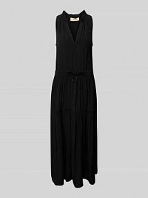 Długa sukienka z kołnierzem z lamówką model Sabri MOS MOSH czarna EAN 162840