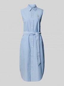 Sukienka koszulowa z wiązanym paskiem model CORY Polo Ralph Lauren niebieska EAN 211965853