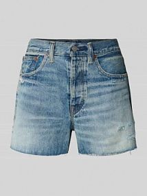 Szorty jeansowe o kroju regular fit z przetarciami Polo Ralph Lauren niebieskie EAN 211963529