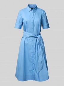 Sukienka koszulowa o długości do kolan z wiązanym paskiem Lauren Ralph Lauren niebieska EAN 200748950