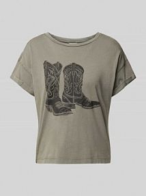 T-shirt z nadrukiem z logo model BOHDI Noisy May szary damski EAN 27030135