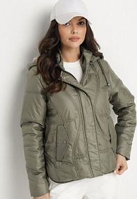 Zielona kurtka Pikowana z Odpinanym Kapturem i Kieszeniami Ziolene bh forever damska