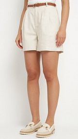 Beżowe szorty Bermudy z Plecionym Paskiem z Bawełny i Ramii Axicia sophyline paris damskie