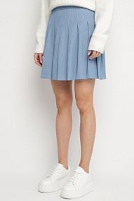 Niebieska Bawełniana spódnica o Rozkloszowanym Kroju z Plisami Delanielis sophyline paris