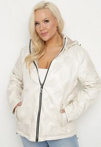 Jasnobeżowa kurtka Dwustronna z Odpinanym Kapturem Frolbia bh forever damska