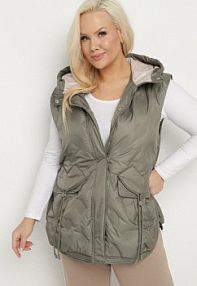 Zielona kamizelka Pikowana z Ozdobnymi Kieszonkami z Kapturem Embia bh forever damska