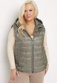 Zielona Pikowana kamizelka z Kapturem i Ściągaczem w Talii Evelbia bh forever damska