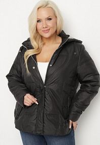 Czarna Pikowana kurtka z Odpinanym Kapturem i Kieszeniami Vilbia bh forever damska