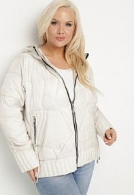 Biała kurtka Dwustronna z Kapturem i Ozdobnym Pikowaniem Helritis bh forever damska