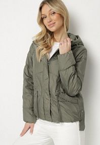 Zielona kurtka z Kapturem Ozdobiona Przeszyciami i Sznurkami Boledia bh forever damska