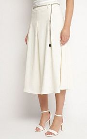 Jasnobeżowa Rozkloszowana spódnica z Wiskozą Wysokim Stanem i Łańcuszkiem Tolienna sophyline paris