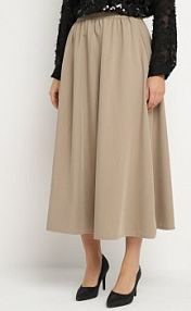 Beżowa Rozkloszowana spódnica z Wiskozą Jenneva jus de pom