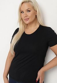 Czarny t-shirt z Bawełny w Klasycznym Stylu Venamia ideal damski