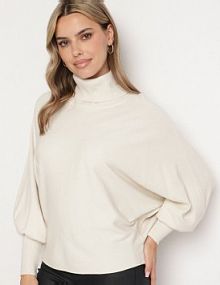 Jasnobeżowy golf z Wiskozą w Stylu Nietoperza ze Ściągaczami Sallonia Born2Be damski