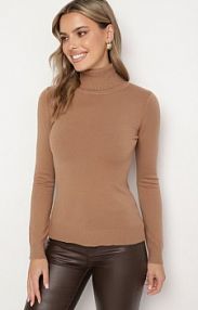 Brązowy Klasyczny golf z Modalem i Wiskozą Linnoriela Born2Be damski