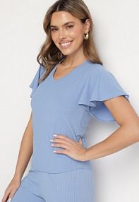 Niebieska bluzka z Szerokimi Rękawami Sunevia Born2Be damska